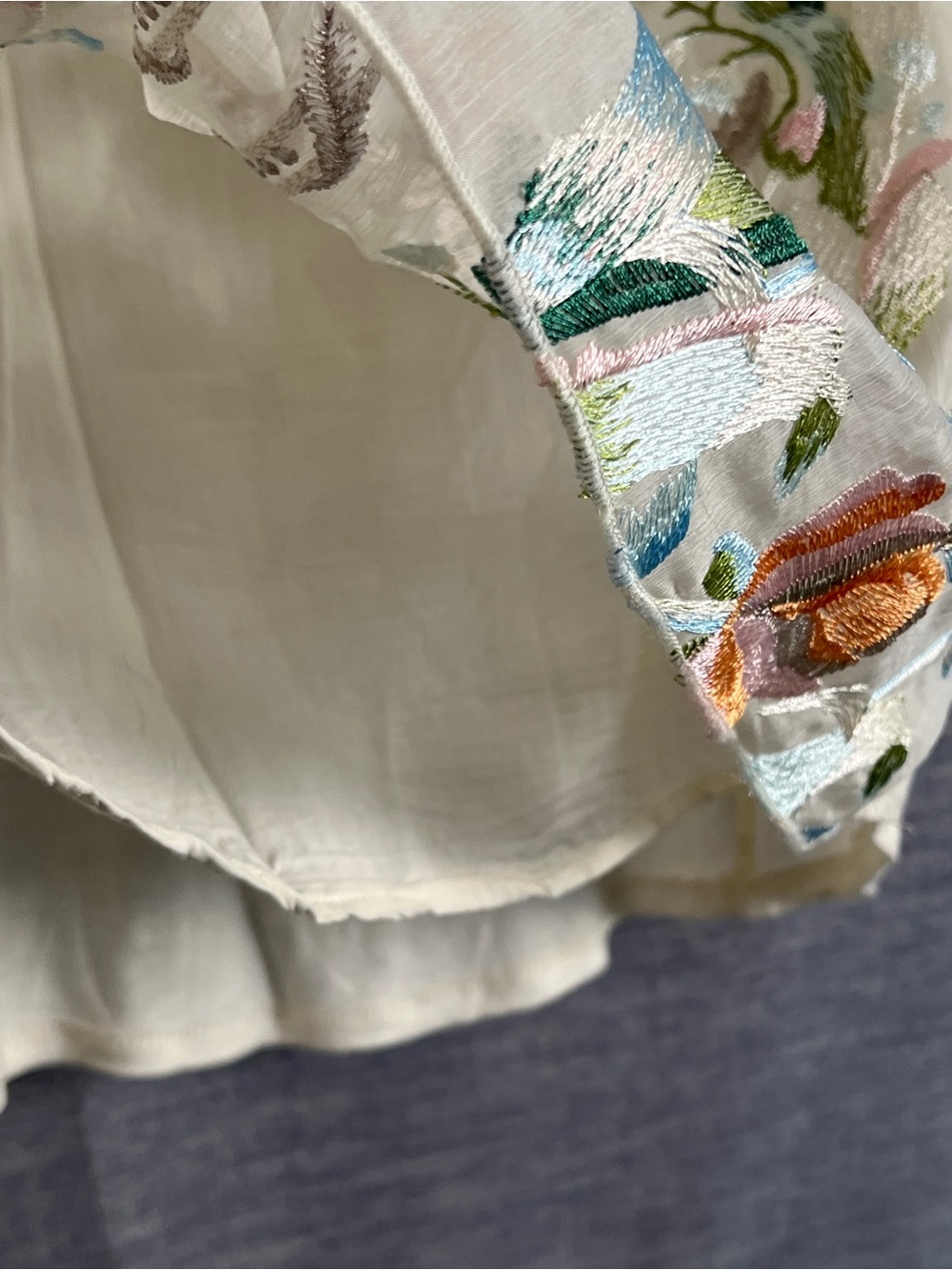 Anthropologie TINY XL cream pastel sheer embroidered dainty floral blouse top - Picture 10 of 14
